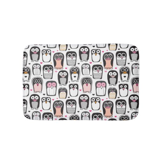 ペンギンの鳥のイラストレーションの背景 バスマット (正面)