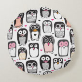 ペンギンの鳥のイラストレーションの背景 ラウンドクッション (裏面)