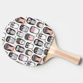 ペンギンの鳥のイラストレーションの背景 卓球ラケット (横)