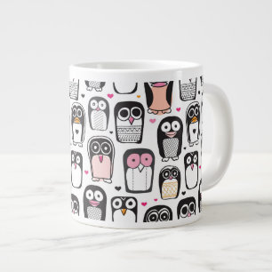 ペンギンの鳥のイラストレーション背景 ジャンボコーヒーマグカップ