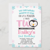 ペンギンの2歳誕生日パーティー招待状 招待状 (正面)