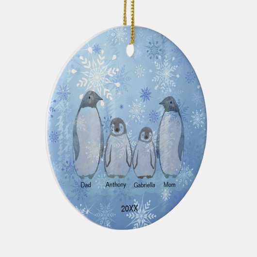 ペンギンの4つの家族のクリスマス セラミックオーナメント (右)