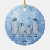 ペンギンの4つの家族のクリスマス セラミックオーナメント (正面)