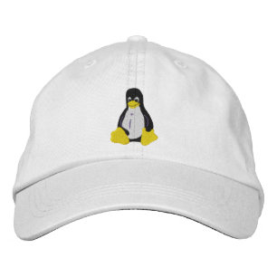 ペンギンのTuxを含むLinuxロゴ 刺繍入りキャップ