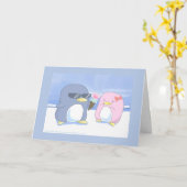 ペンギンは可愛い！ カード (黄色い花)