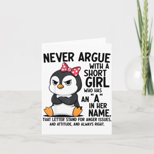 ペンギンは決してAという名の背の低い女の子と口論しない カード (正面)