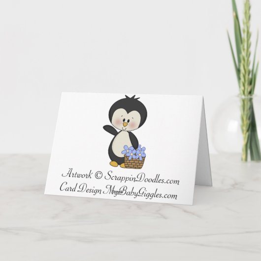 ペンギンは考えることあなたの希望カード微笑します カード (裏面)