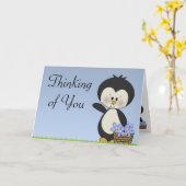 ペンギンは考えることあなたの希望カード微笑します カード (黄色い花)