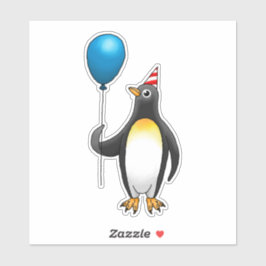 ペンギンは青い風船を持っている シール