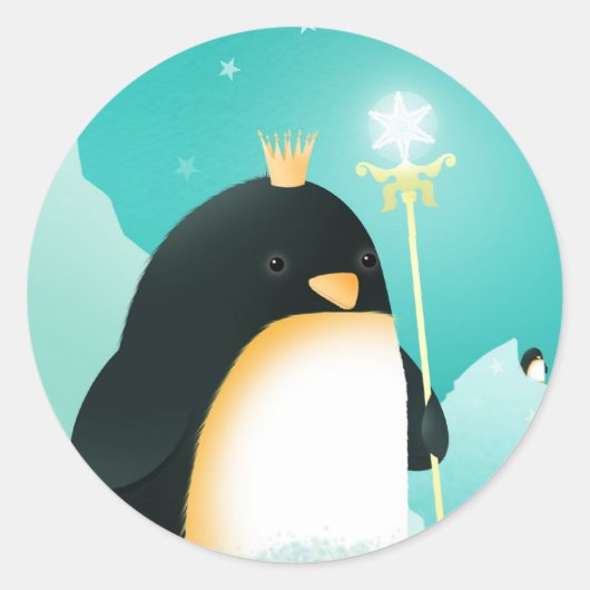 ペンギンへの力-皇帝のステッカー ラウンドシール (正面)
