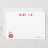 ペンギンよくはしゃぐキッズホリデーサンキュー ノートカード (正面)