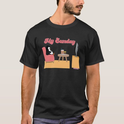 ペンギンをソファに置く私の日曜日 Tシャツ (正面)