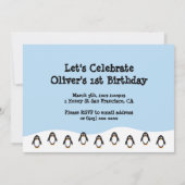 ペンギンをテーマにした誕生日の招待状 サンキューカード (裏面)