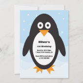 ペンギンをテーマにした誕生日の招待状 招待状 (正面)