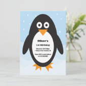ペンギンをテーマにした誕生日の招待状 招待状 (スタンド正面)
