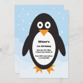 ペンギンをテーマにした誕生日の招待状 招待状 (正面/裏面)