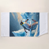 ペンギンをテーマにした ビーチタオル (正面)