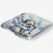 ペンギンを使ったシロクマそり ペーパープレート (傾斜あり)