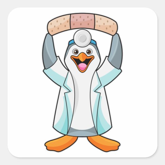 ペンギンを医師に迎える スクエアシール (正面)