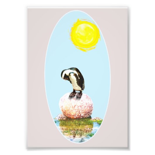 ペンギンを日に照らす フォトプリント            (正面)