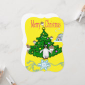 ペンギンアイスクリームクリスマスフラットグリーティングカード カード (正面/裏面インサイチュ)