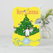 ペンギンアイスクリームクリスマスフラットグリーティングカード カード (スタンド正面)