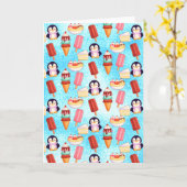 ペンギンアイスクリームスイーツ カード (黄色い花)