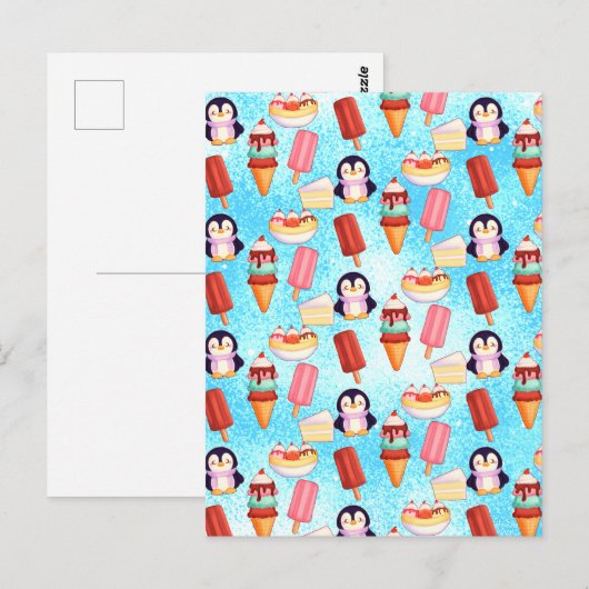 ペンギンアイスクリームスイーツ ポストカード (正面/裏面)