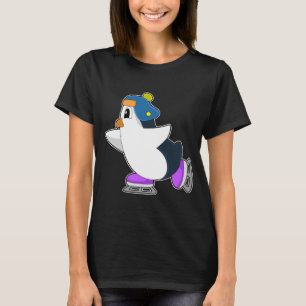 ペンギンアイススケートで滑るアイススケート Tシャツ