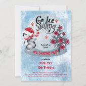 ペンギンアイススケートで滑るホリデイ10thバースデーパーティー 招待状 (正面)