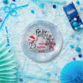 ペンギンアイススケートで滑るホリデーバースデーパーティー ペーパープレート (パーティー)