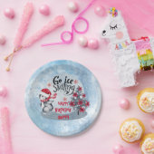 ペンギンアイススケートで滑るホリデーバースデーパーティー ペーパープレート (パーティー)