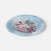 ペンギンアイススケートで滑るホリデーバースデーパーティー ペーパープレート (アングル)