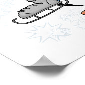 ペンギンアイススケートで滑るTシャツとギフト ポスター (角)