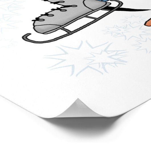 ペンギンアイススケートで滑るTシャツとギフト ポスター (角)