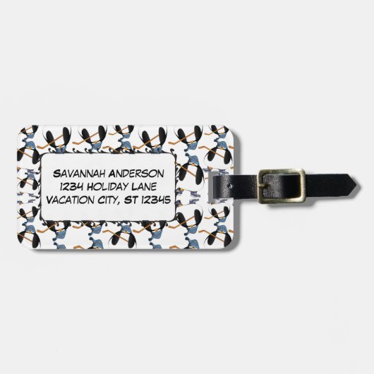 ペンギンアイスホッケーパーソナライズされたフォトラゲージタグ ラゲッジタグ (正面横)