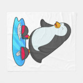 ペンギンアットアイススケートで滑るとアイススケート フリースブランケット (正面(横))