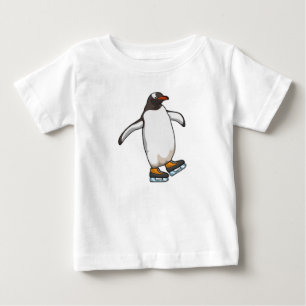 ペンギンアットアイススケートで滑るとアイススケート ベビーTシャツ