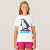 ペンギンアットアイススケートで滑るとアイススケート Tシャツ (正面フル)