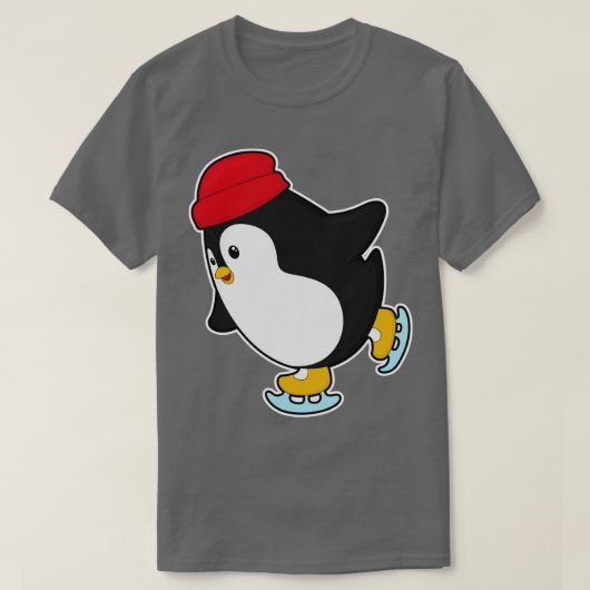 ペンギンアットアイススケートで滑るウィズハット Tシャツ (デザイン正面)