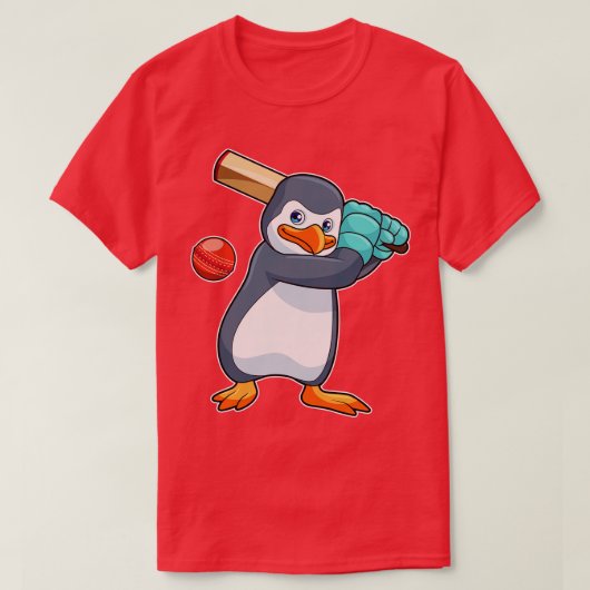 ペンギンアットクリケットウィズクリケットこうもり Tシャツ (デザイン正面)