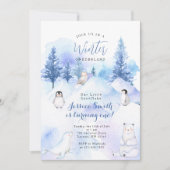 ペンギンアニマルウィンターオネダーランド1歳 招待状 (正面)