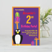 ペンギンアニマルキッドバースデーパーティ招待状 招待状 (スタンド正面)