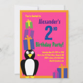 ペンギンアニマルキッドバースデーパーティ招待状 招待状 (正面)