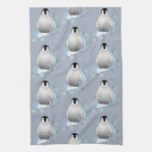 ペンギンアールヌーボー雪片 キッチンタオル (縦)