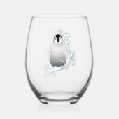 ペンギンアールヌーボー雪片 ステムなしワイングラス (正面)