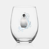 ペンギンアールヌーボー雪片 ステムなしワイングラス (裏面)