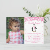 ペンギンウィンターガール誕生日写真 招待状 (スタンド正面)