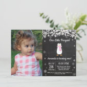 ペンギンウィンターガール誕生日写真 招待状 (スタンド正面)