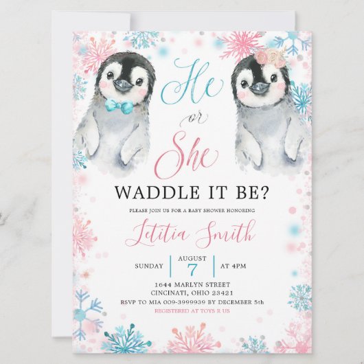 ペンギンウィンタージェンダーリビール招待状 招待状 (正面)